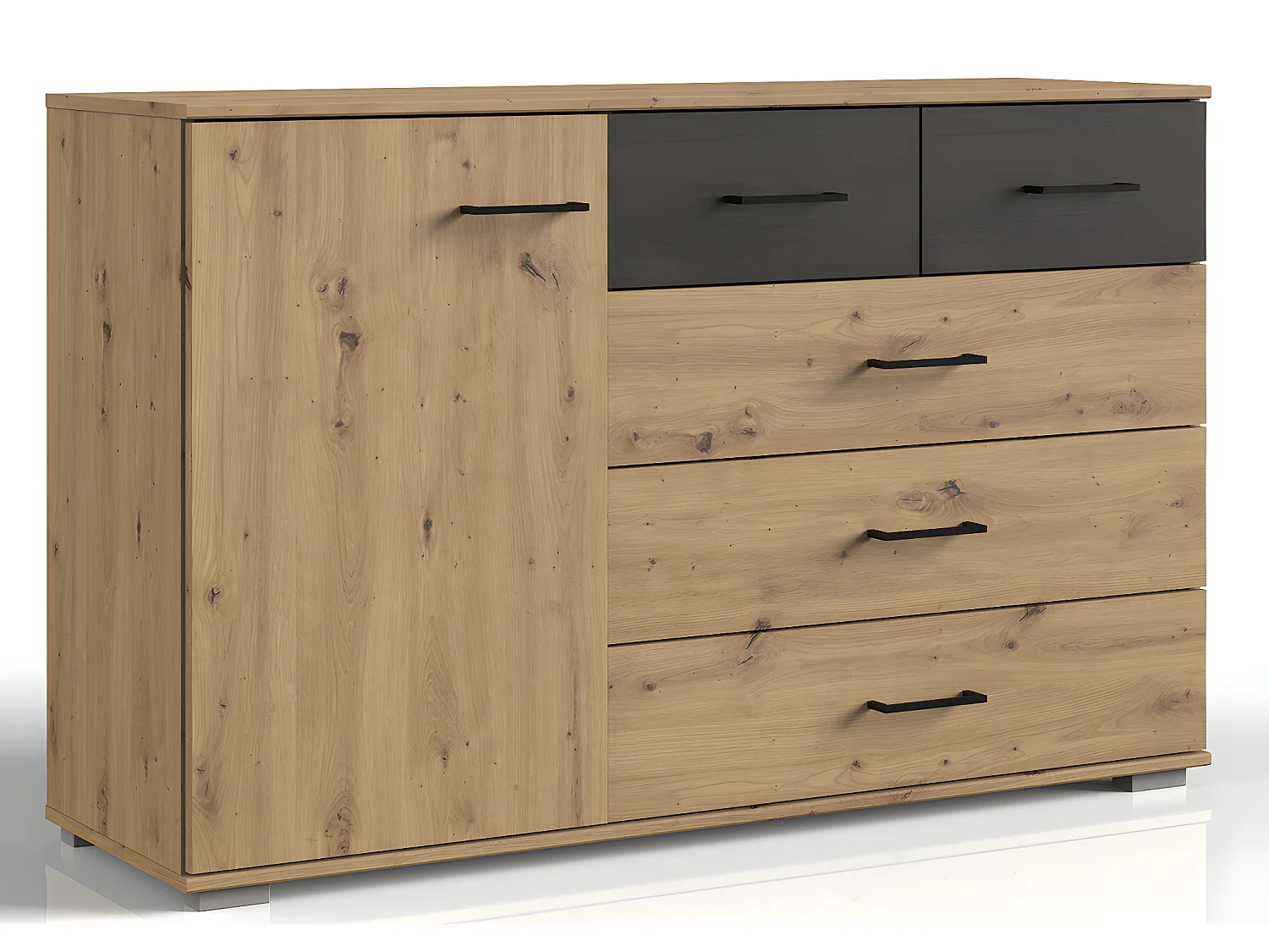 Chambre à coucher complète adulte (lit 180x200 cm + 2 chevets + armoire + 2 tiroirs lit + commode)