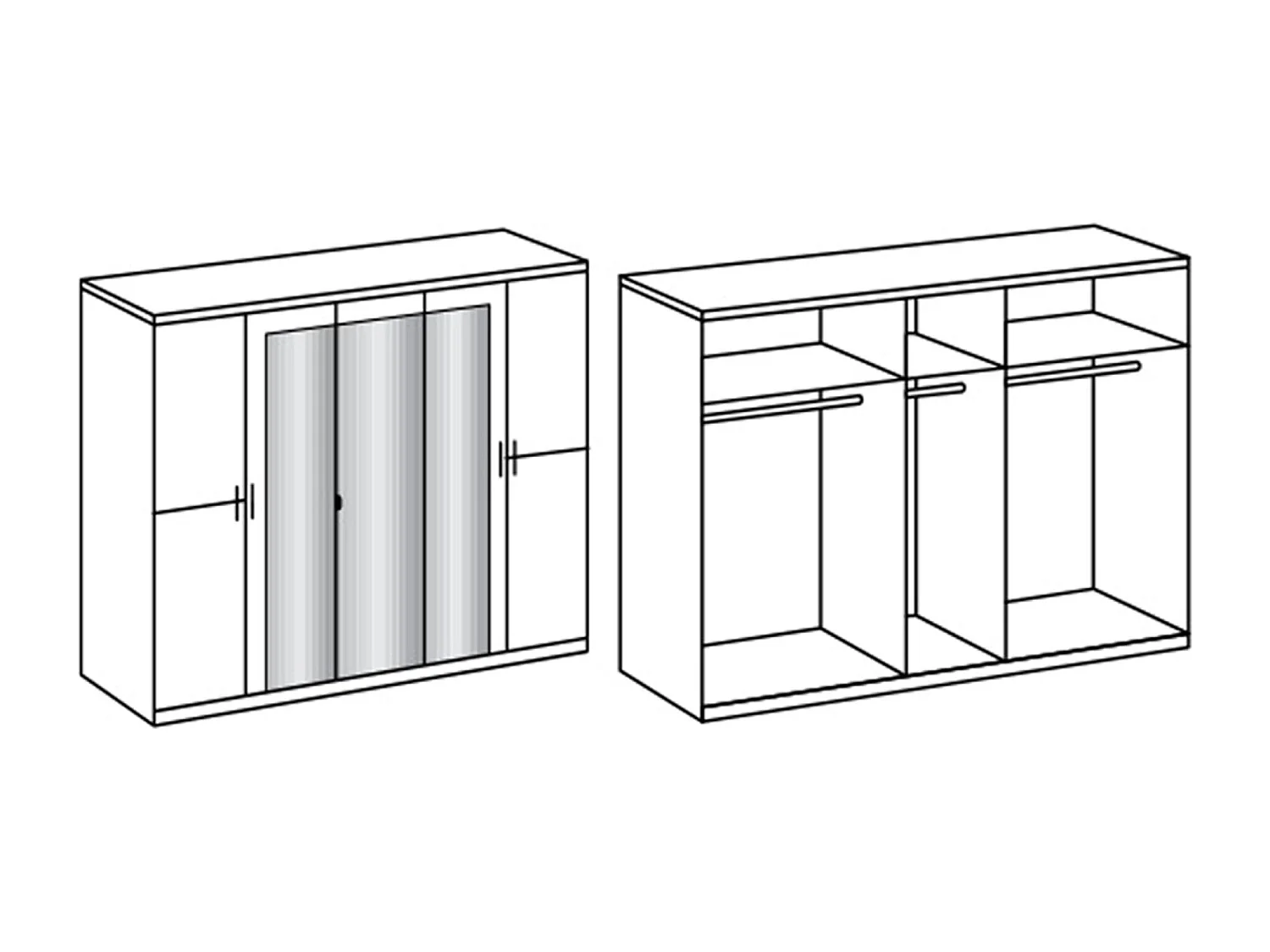 Chambre à coucher complète adulte (lit 180x200 cm + 2 chevets + armoire)
