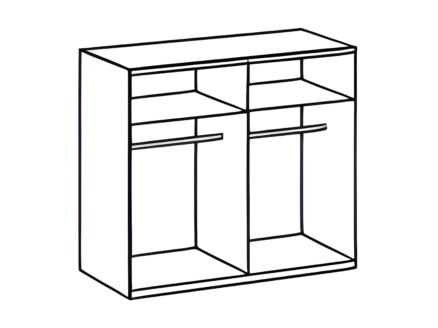 Ensemble de chambre à coucher (armoire + lit + 2 chevets) coloris Blanc, rechampis graphite