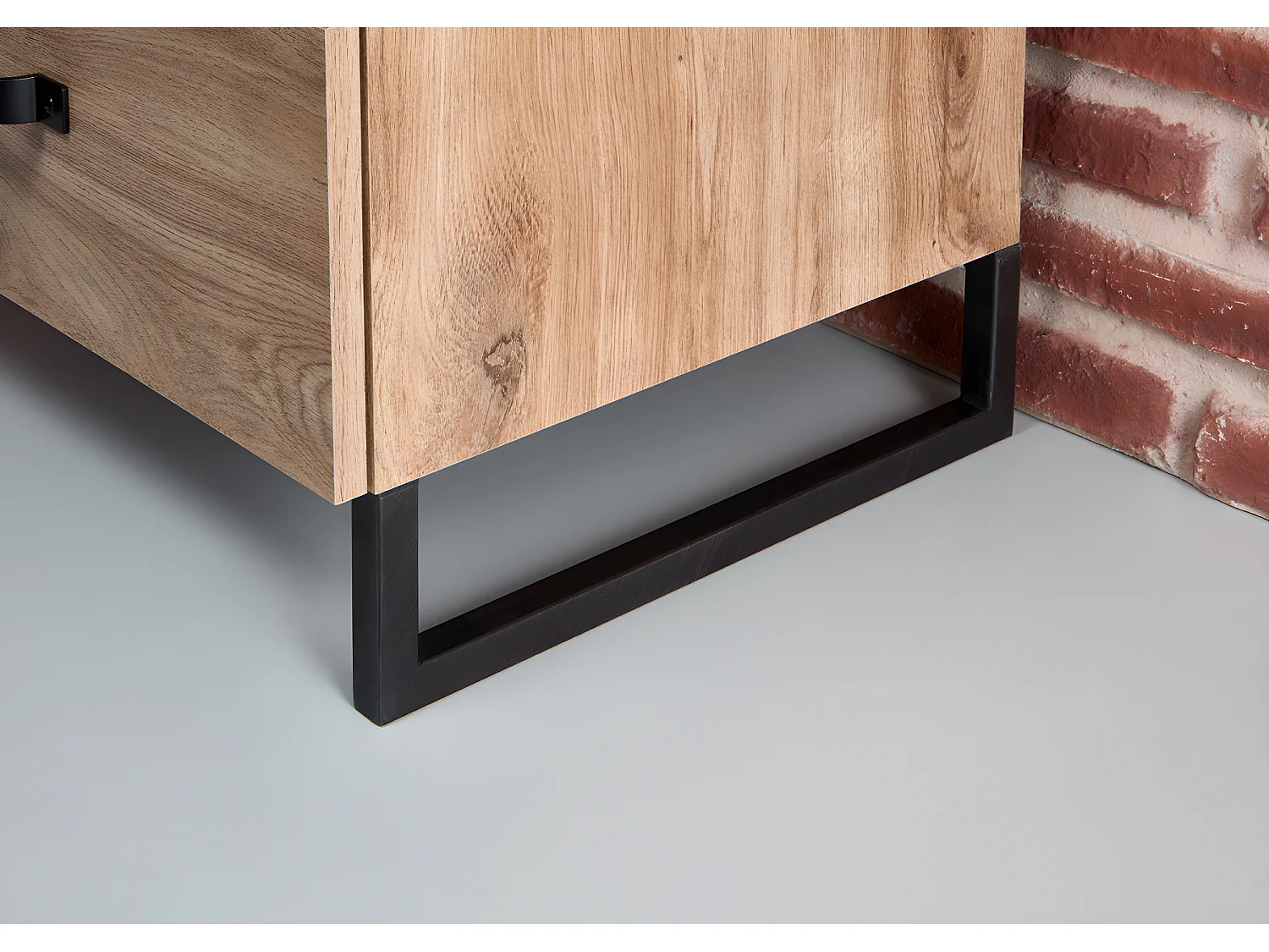 Ensemble chambre adulte complète Imitation chêne poutre, rechampis raw steel - 180 x 200 cm