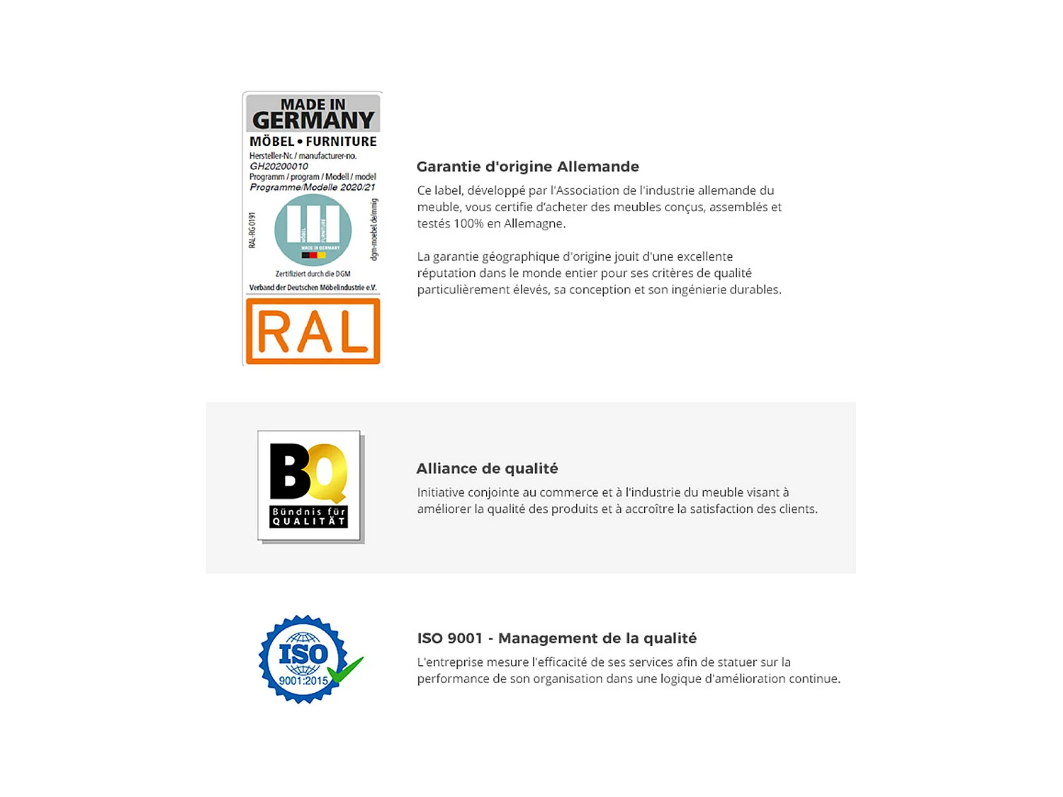 Chambre à coucher complète adulte (lit 160x200 cm + 2 chevets + armoire)