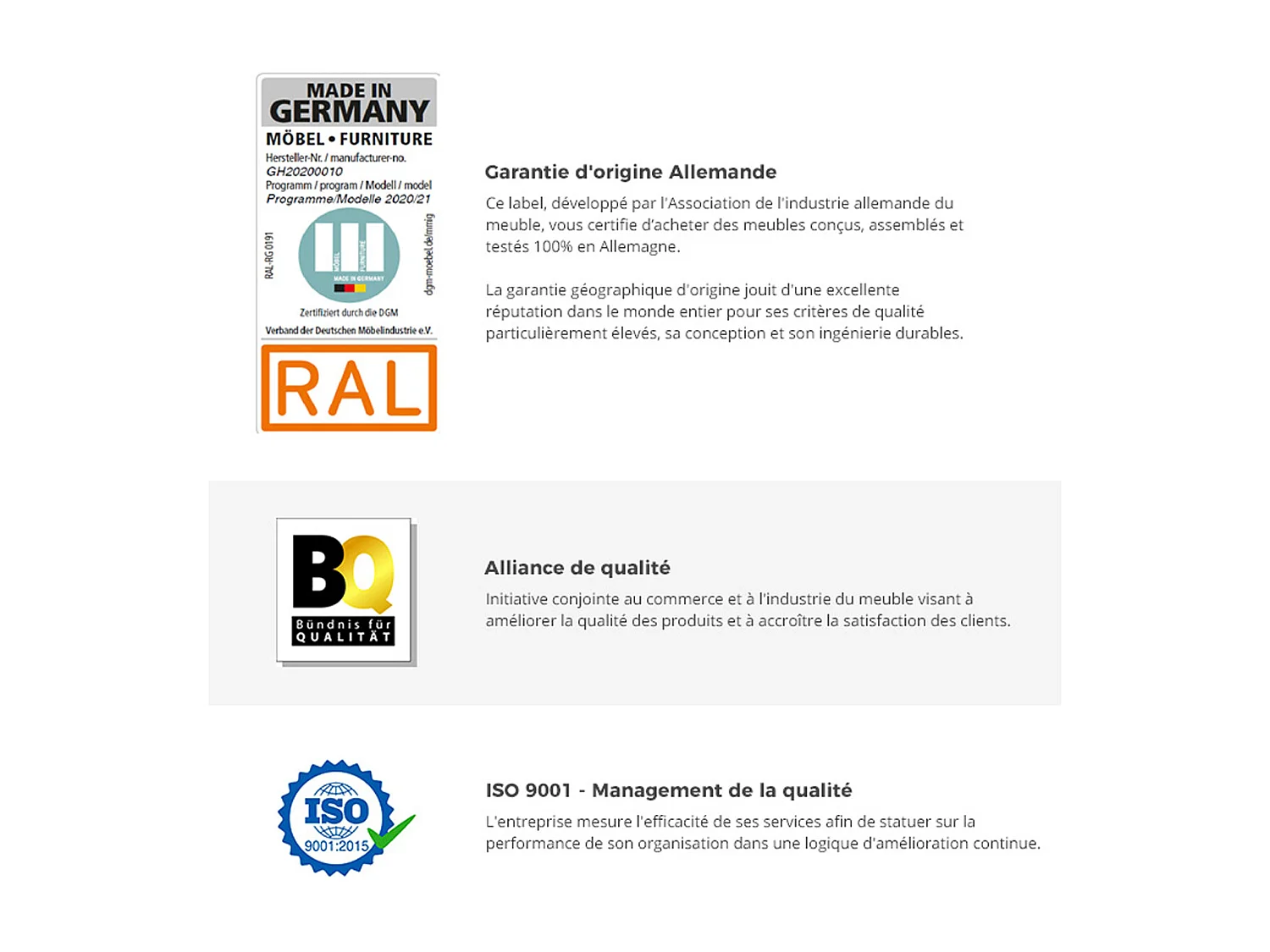 Chambre à coucher complète adulte (lit 160x200 cm + 2 chevets + armoire)