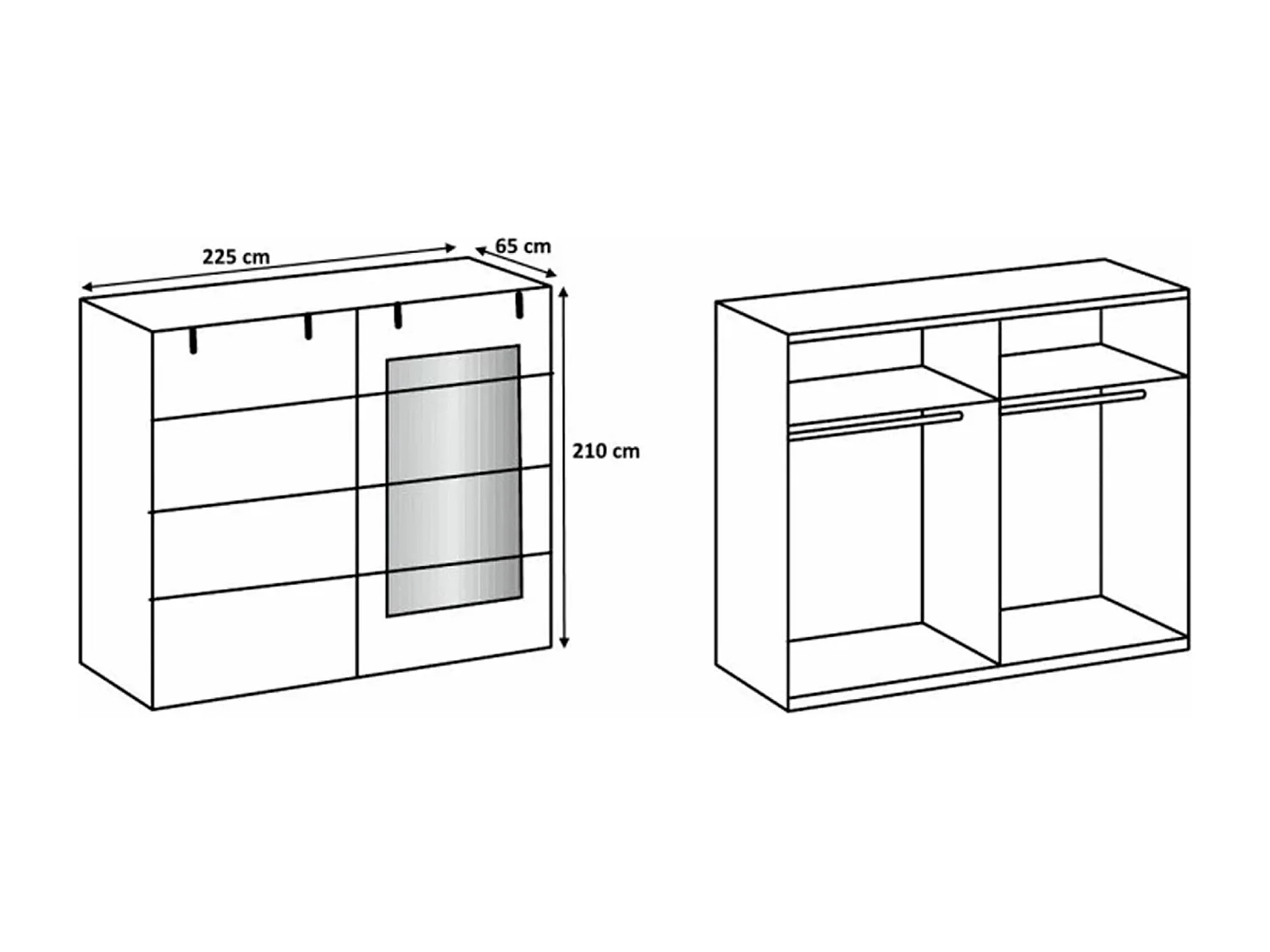 Chambre à coucher complète adulte (lit 140x200 cm + 2 chevets + armoire) coloris chêne