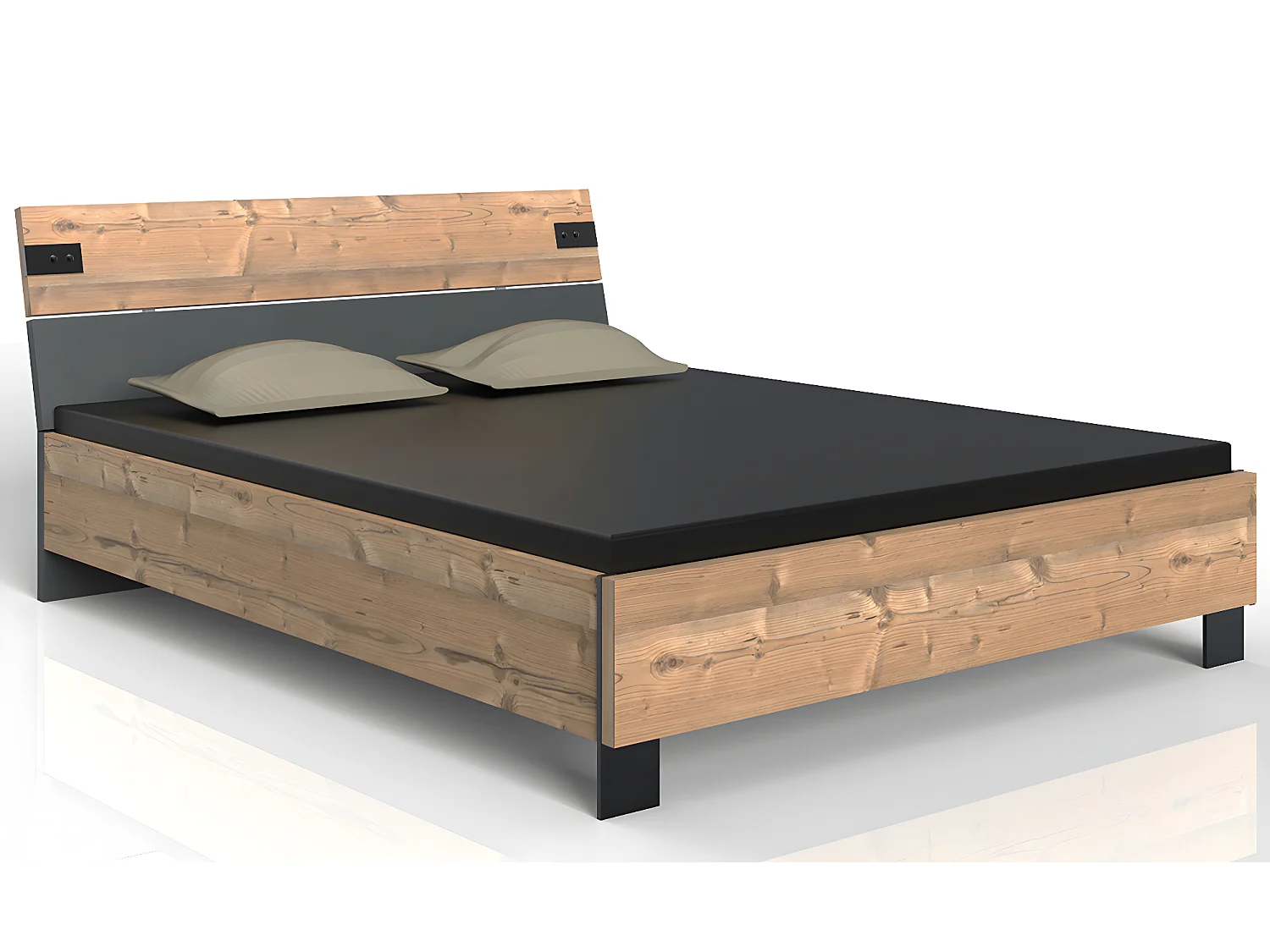 Chambre à coucher complète adulte (lit 140x200cm + 2 chevets + armoire) coloris chêne