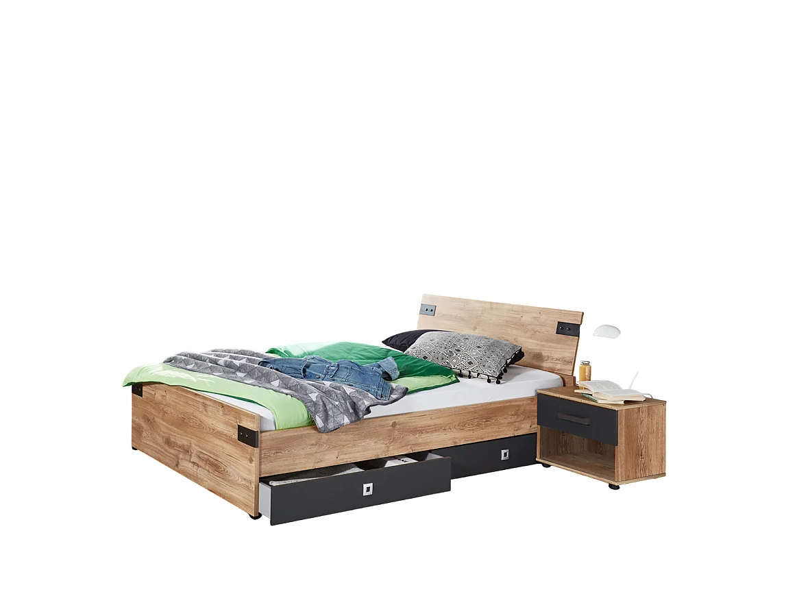 Ensemble chambre enfant/ado Imitation chêne poutre - 90 x 200 cm