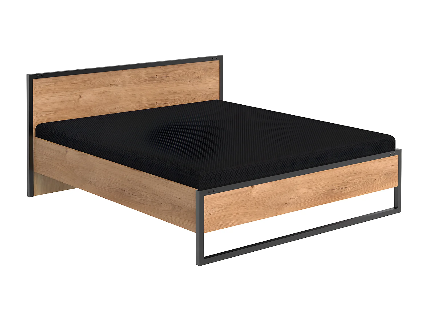 Ensemble chambre adulte complète Imitation chêne poutre , rechampis raw steel - 180 x 200 cm