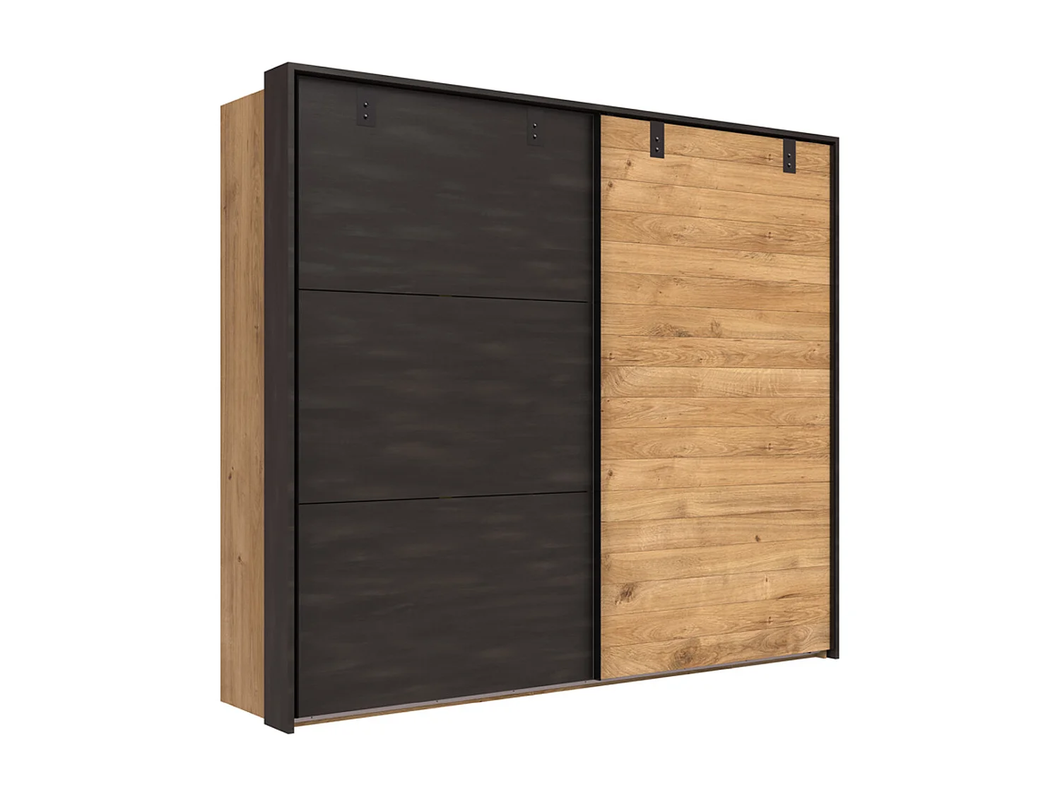 Ensemble chambre adulte complète Imitation chêne poutre , rechampis raw steel - 180 x 200 cm