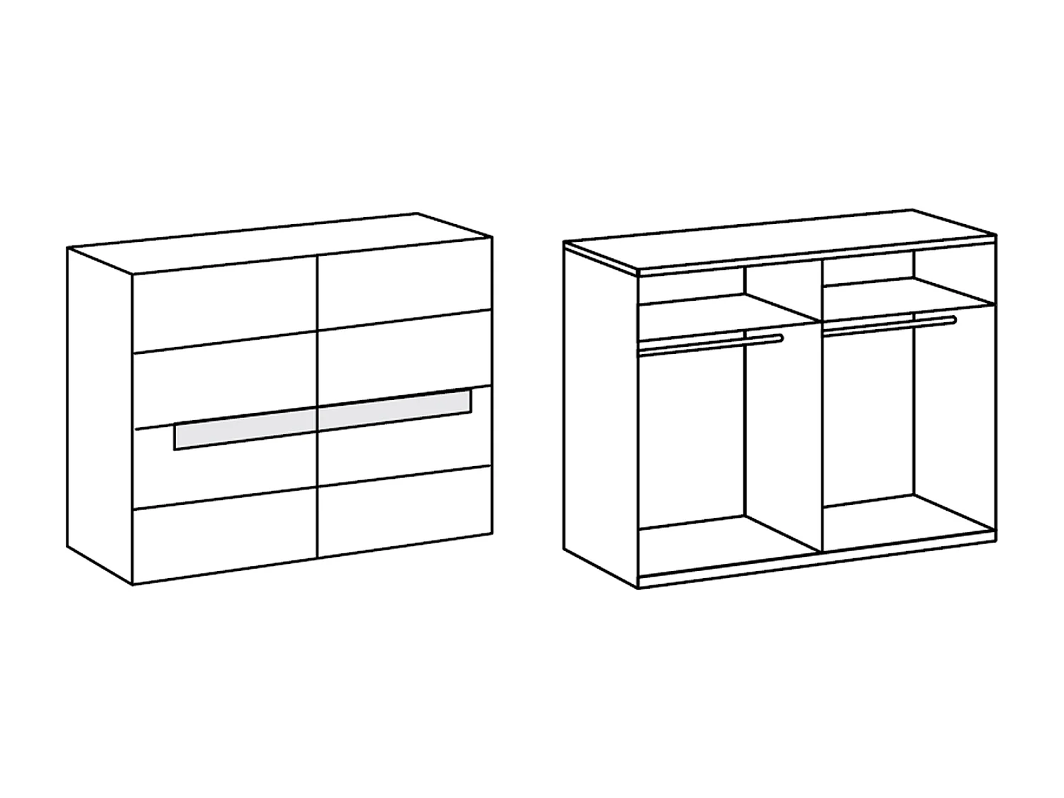 Chambre adulte en panneaux de particules coloris blanc, rechampis verre blanc + chrome