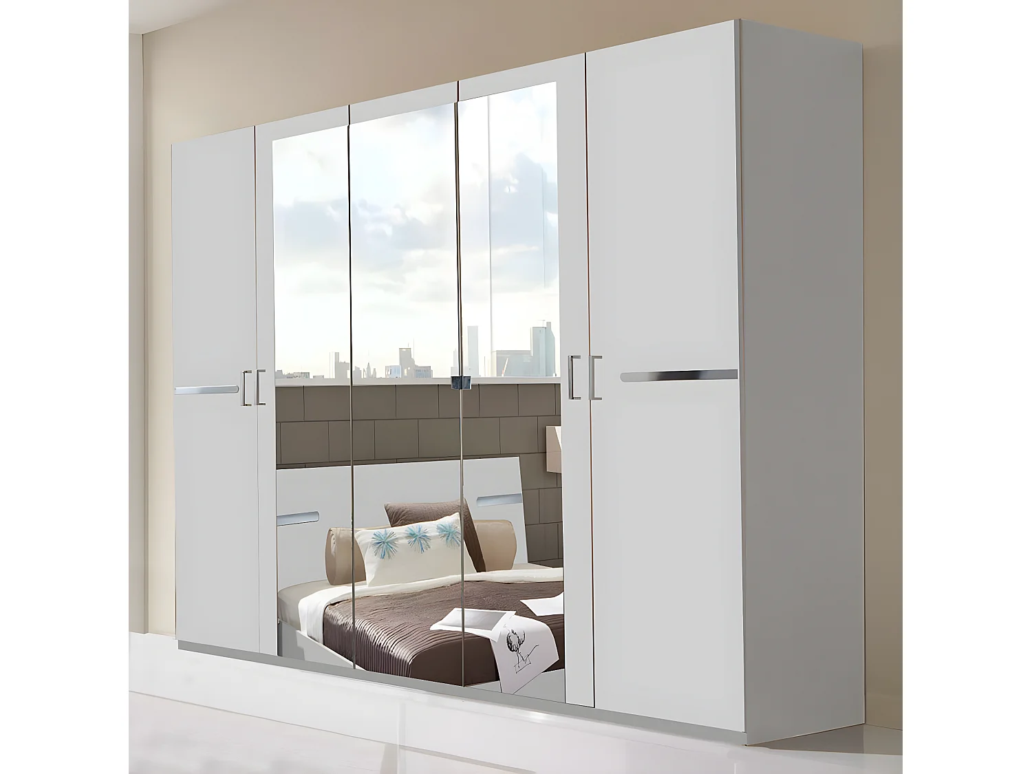 Chambre adulte en panneaux de particules coloris blanc - Dim 180 X 200 cm