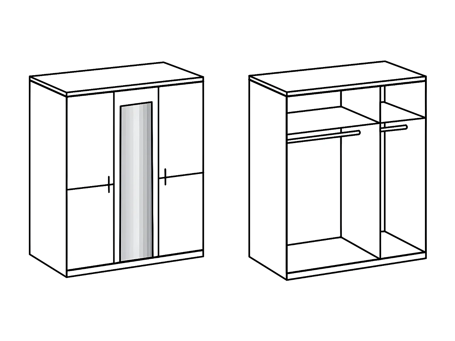 Chambre à coucher complète adulte (lit 180x200cm + 2 chevets + armoire)