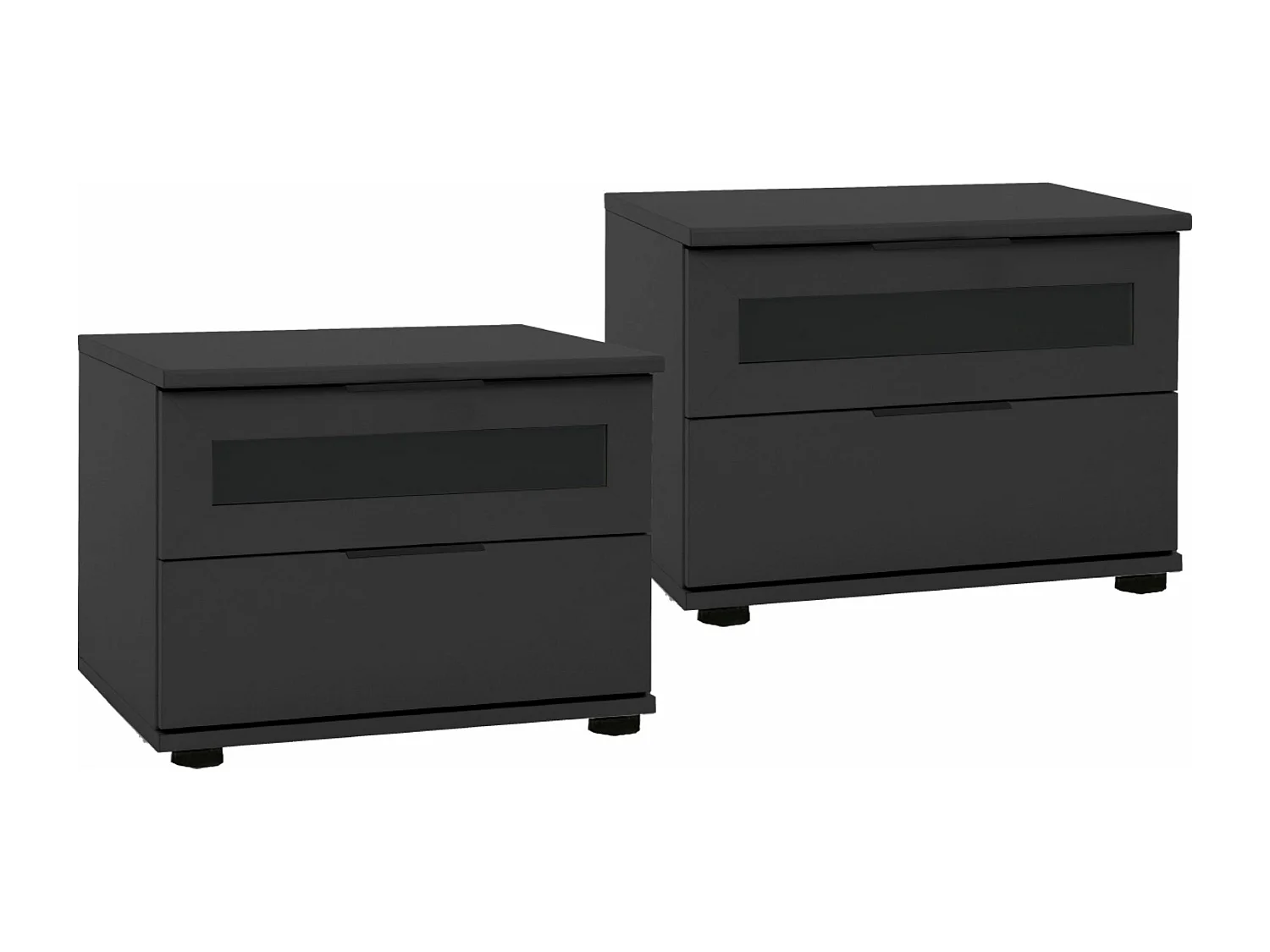 Ensemble de chambre à coucher ( armoire + lit + 2 chevets) coloris graphite, rechampis graphite