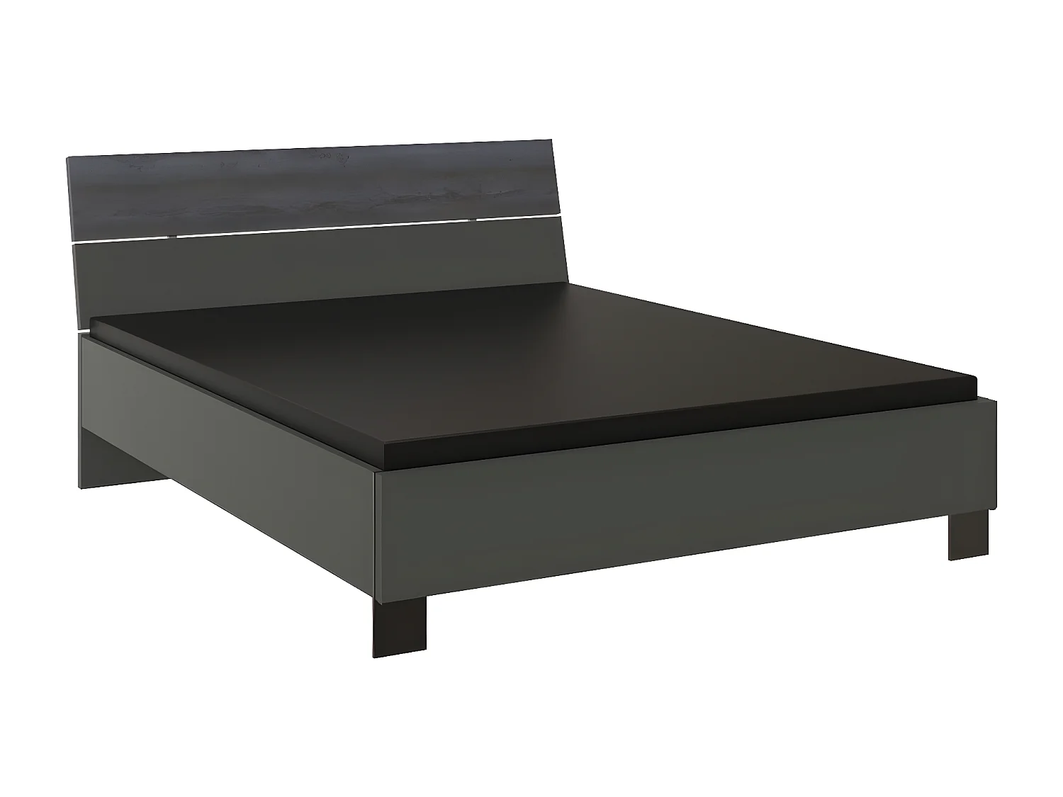 Chambre à coucher complète adulte (lit 180 x 200 cm + 2 chevets + armoire) coloris gris foncé