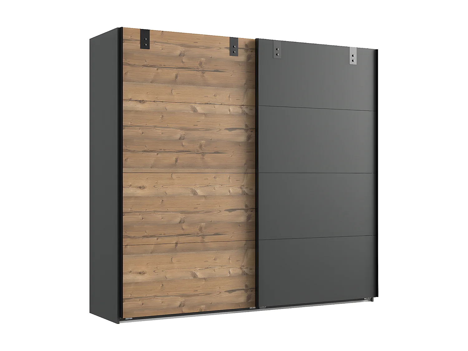 Chambre à coucher complète adulte (lit 180x200 cm + 2 chevets + armoire), coloris chêne