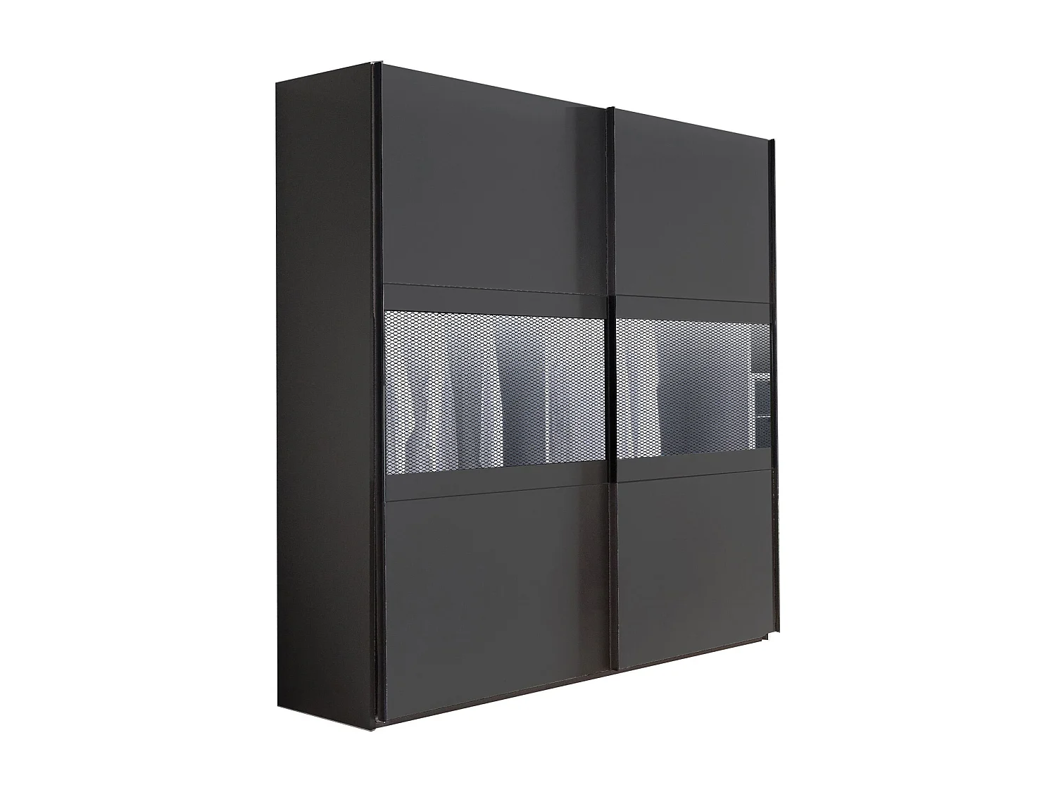 Ensemble de chambre à coucher ( armoire + lit + 2 chevets ) coloris graphite, rechampis graphite