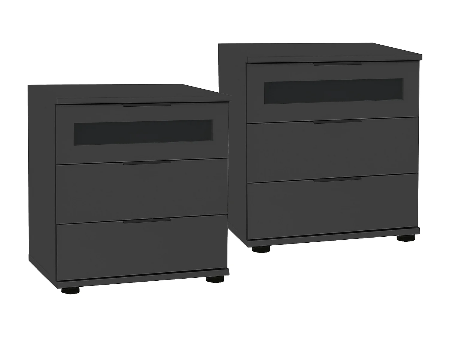 Ensemble de chambre à coucher ( armoire + lit + 2 chevets ) coloris graphite, rechampis graphite