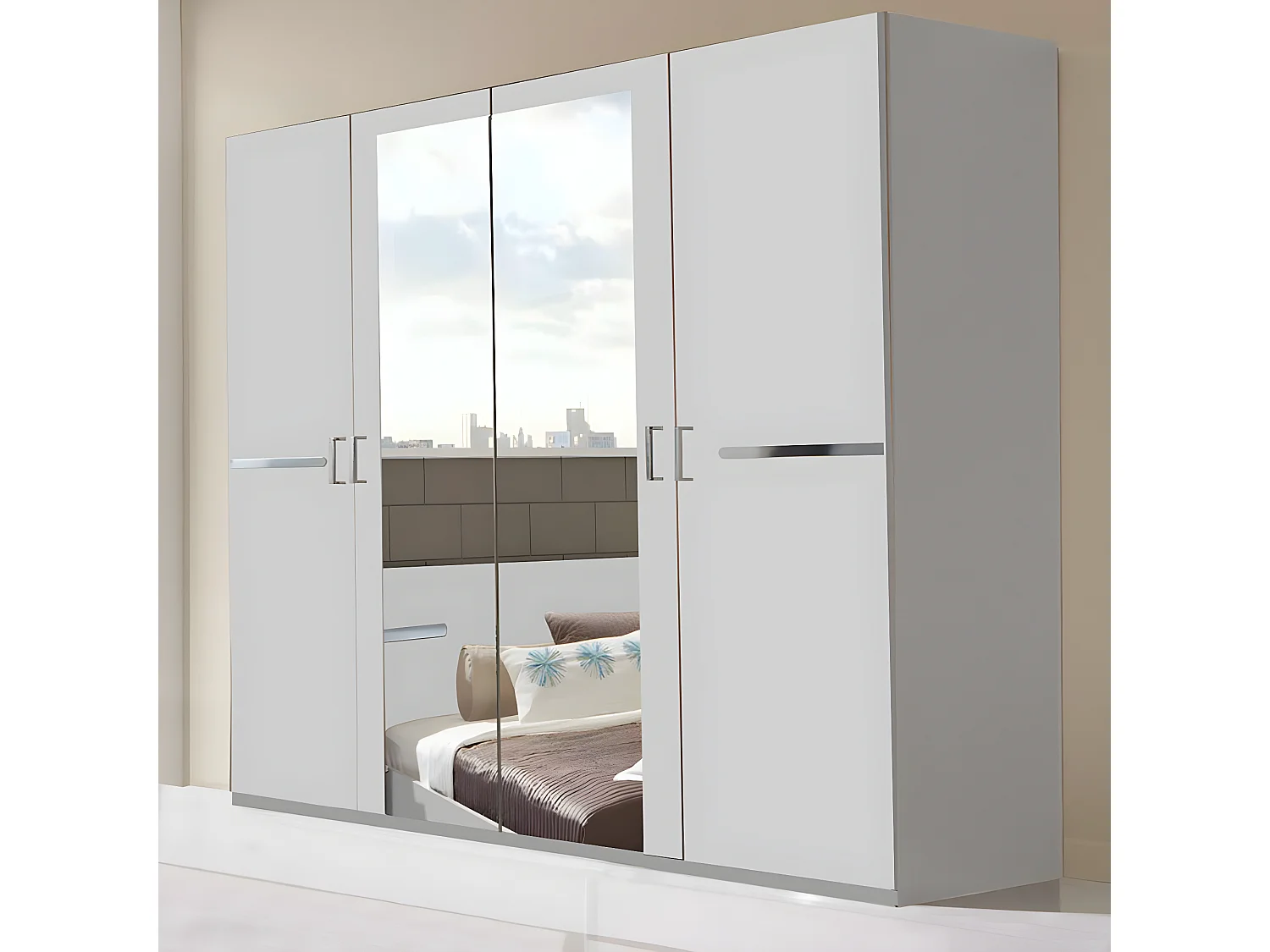 Chambre adulte en panneaux de particules coloris blanc - 160 X 200 cm