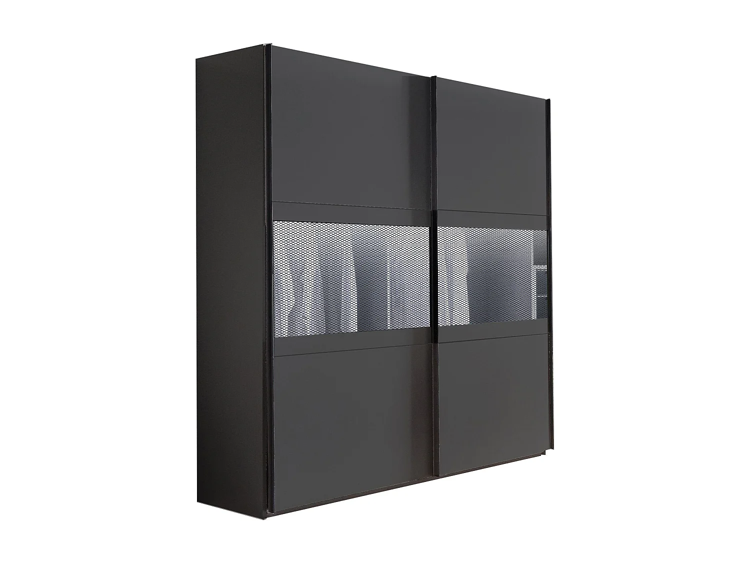 Ensemble de chambre à coucher ( armoire+ lit + 2 chevets ) coloris graphite, rechampis graphite