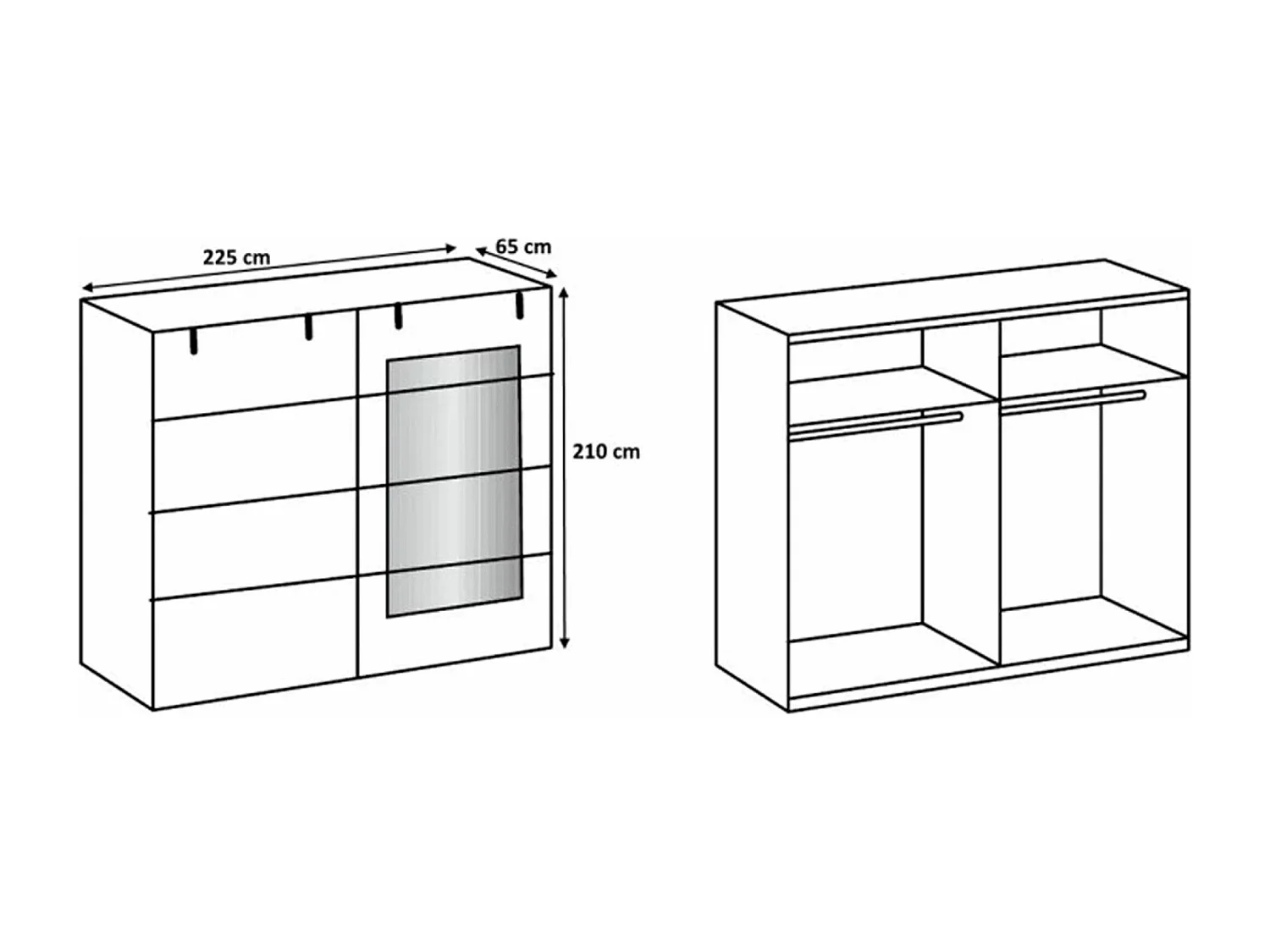 Chambre à coucher complète adulte (lit 180x200 cm + 2 chevets + armoire) coloris chêne foncé