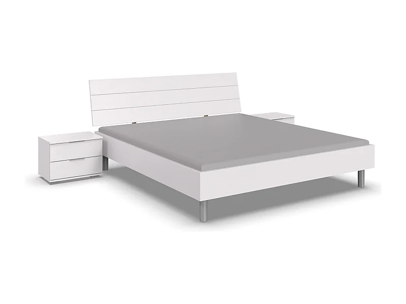 Chambre à coucher complète adulte ( lit adulte + 2 chevets ) coloris blanc