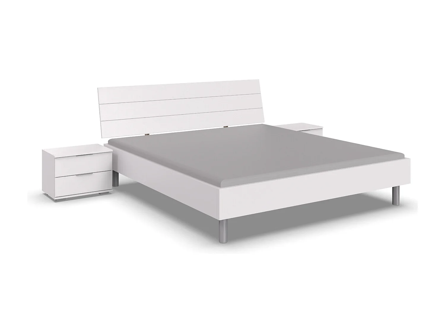 Chambre à coucher complète adulte ( lit adulte + 2 chevets ) coloris blanc