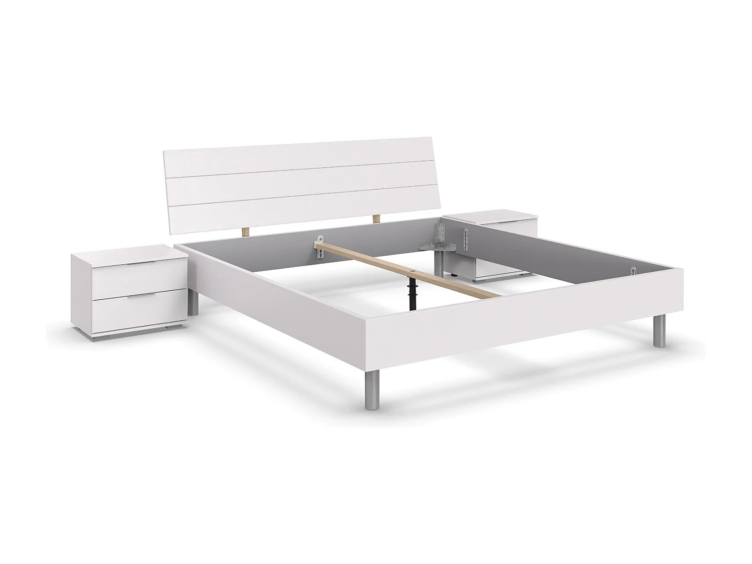 Chambre à coucher complète adulte ( lit adulte + 2 chevets ) coloris blanc