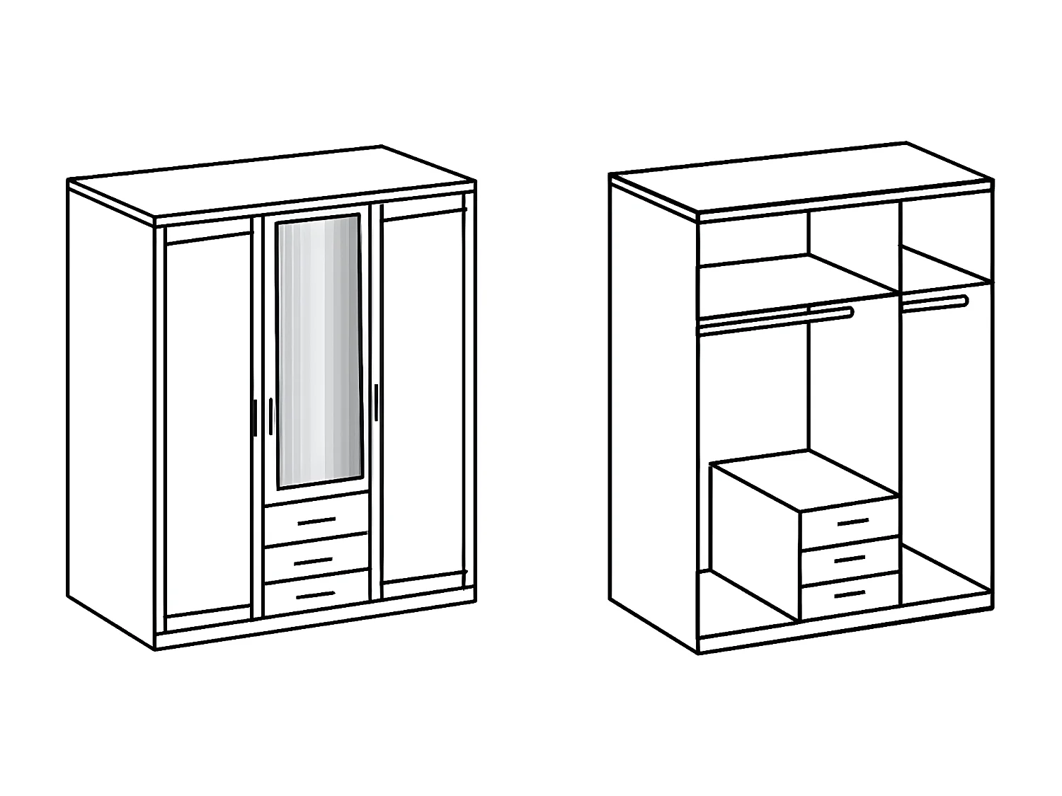 Chambre à coucher complète enfant (lit 90x200cm + chevet + armoire + commode) coloris blanc