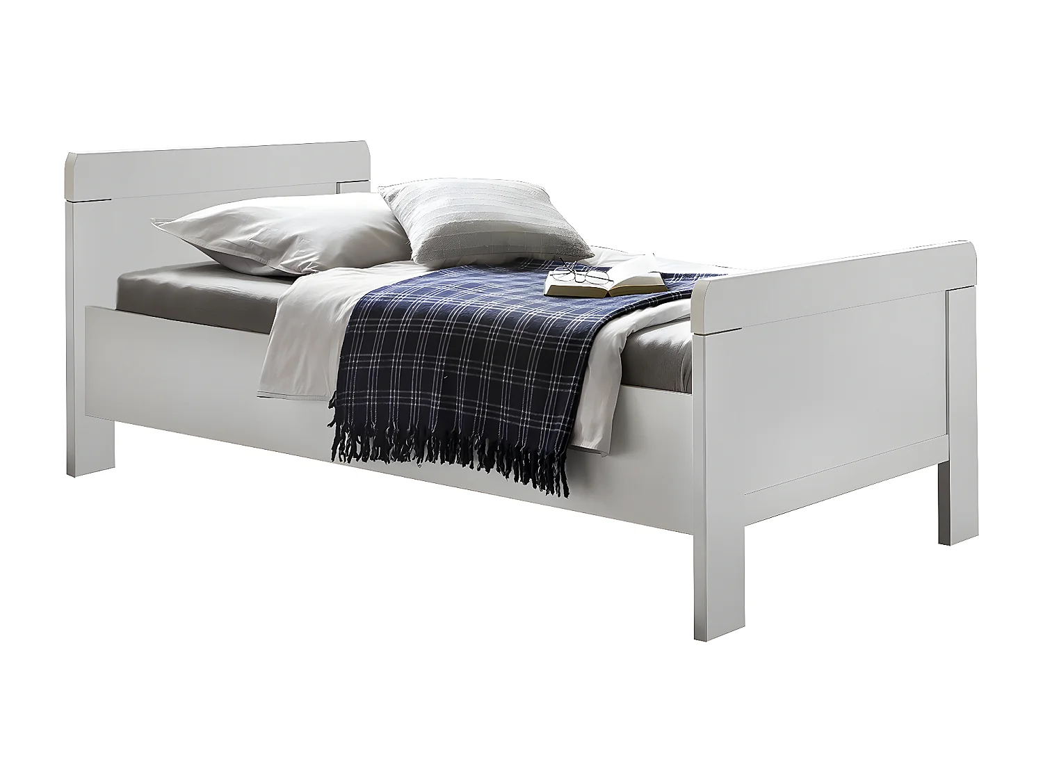 Chambre à coucher complète enfant (lit 90x200cm + chevet + armoire) coloris blanc