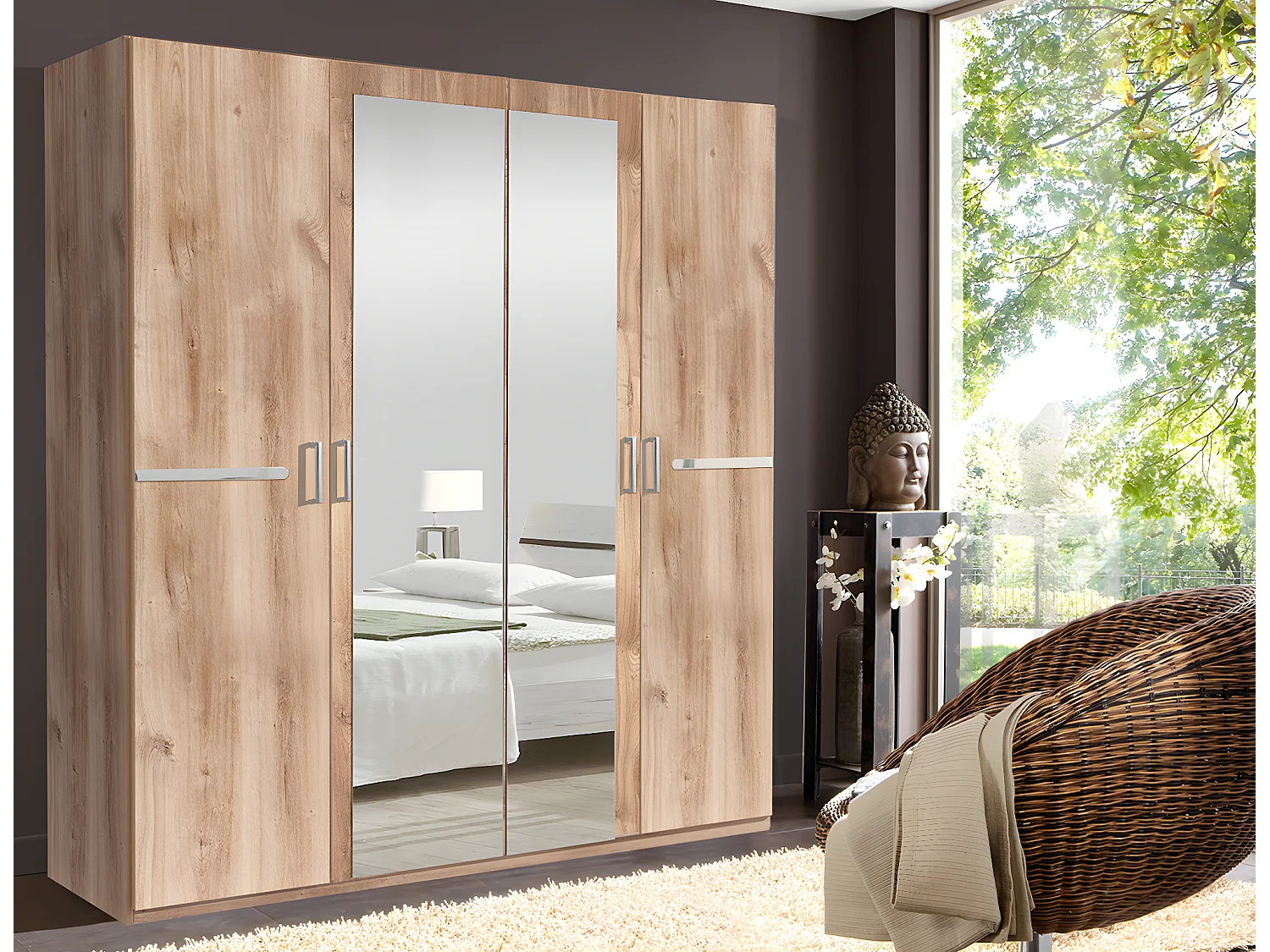 Chambre à coucher complète adulte (lit 140x190cm + 2 chevets + armoire)