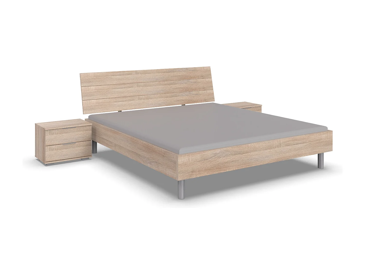 Chambre à coucher complète adulte ( lit adulte + 2 chevets ) coloris imitation chêne