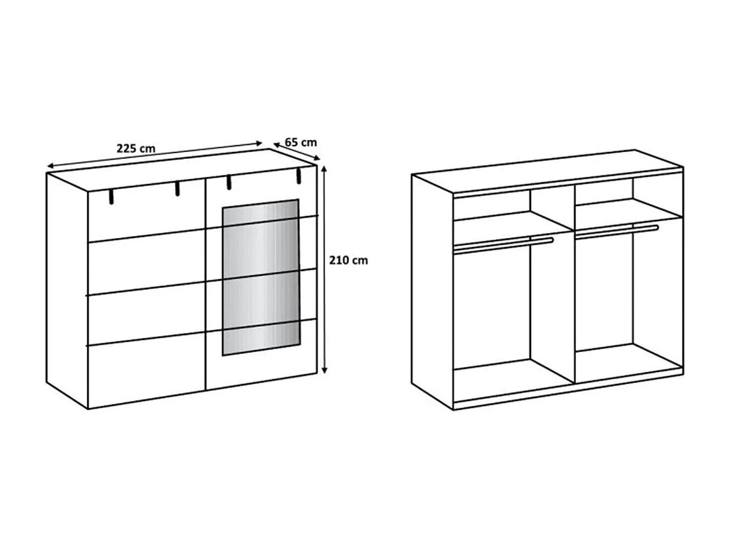 Chambre à coucher complète adulte (lit 160x200 cm + 2 chevets + armoire) coloris chêne foncé