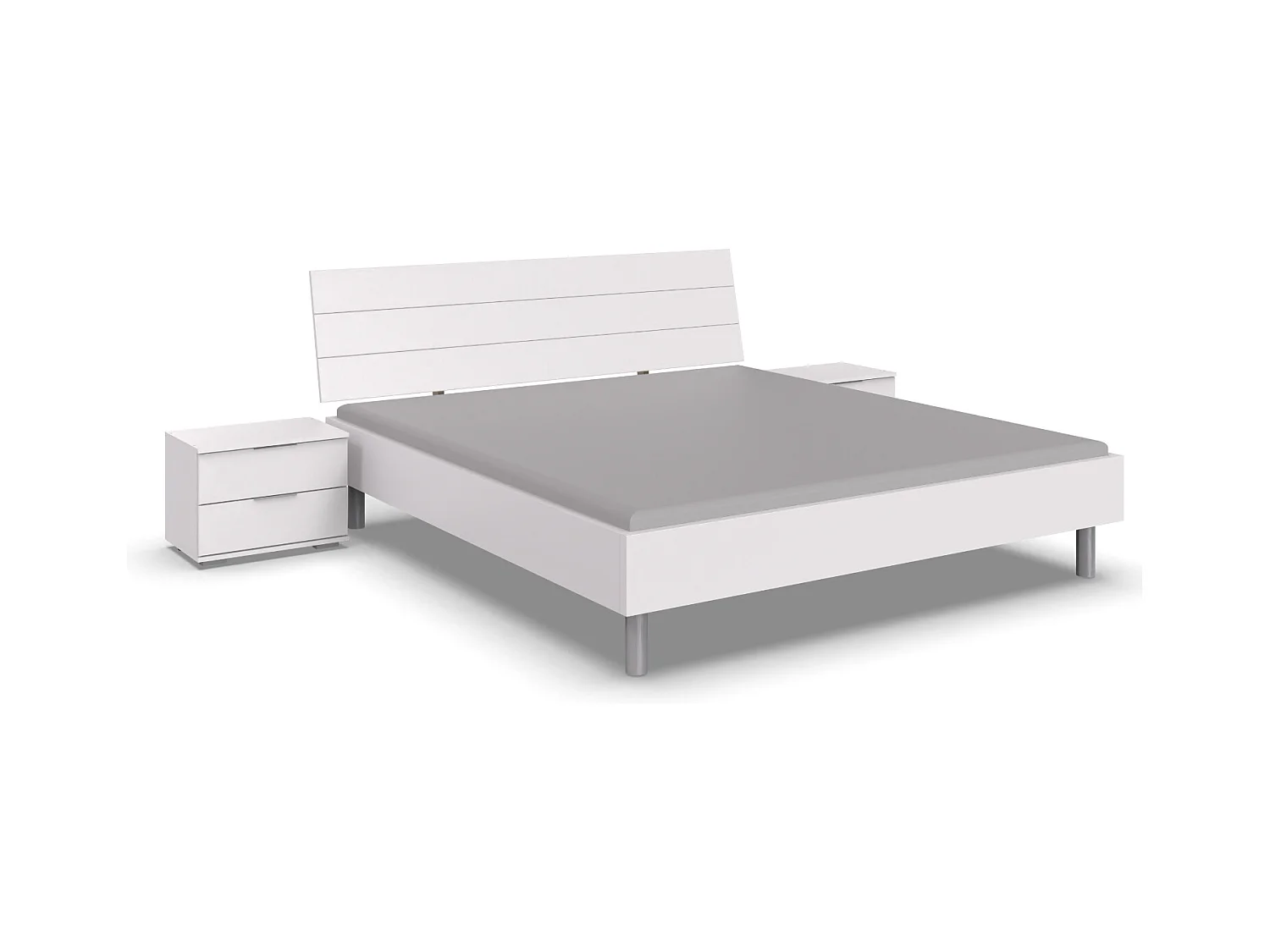 Chambre à coucher complète adulte ( lit adulte + 2 chevets ) coloris blanc