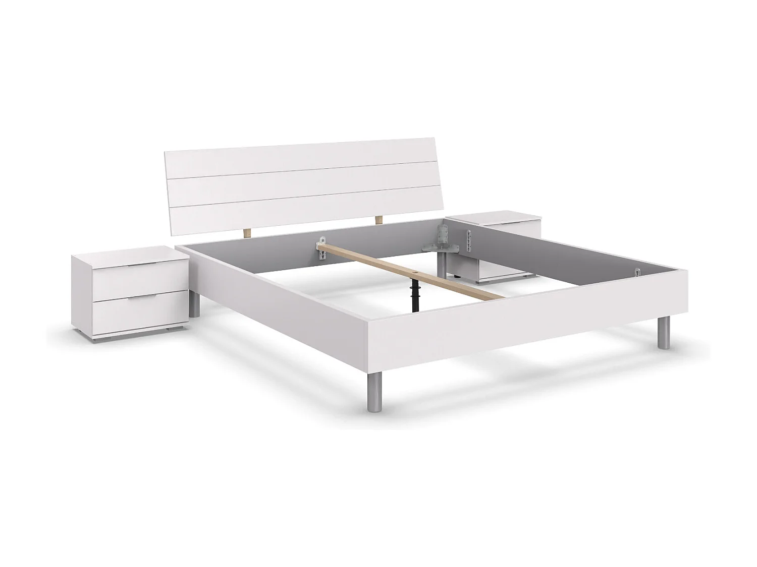 Chambre à coucher complète adulte ( lit adulte + 2 chevets ) coloris blanc