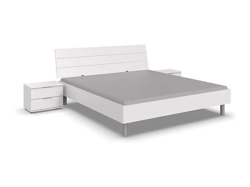 Chambre à coucher complète adulte ( lit adulte + 2 chevets ) coloris blanc