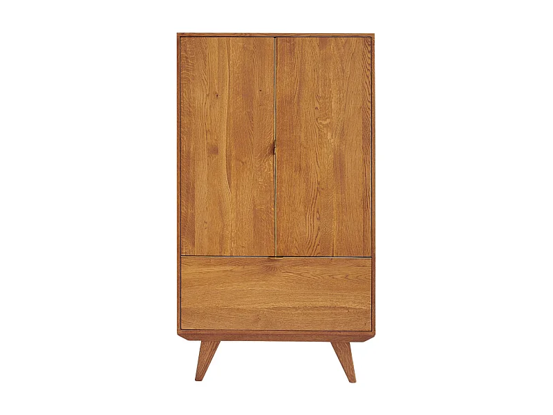 Buffet haut rétro en bois 2 portes 1 tiroir L80 H140 bronze - MALLET