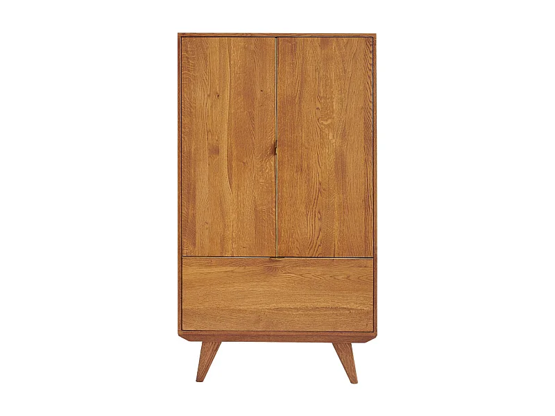 Buffet haut rétro en bois 2 portes 1 tiroir L80 H140 bronze - MALLET