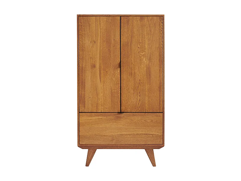 Buffet haut rétro en bois 2 portes 1 tiroir L80 H140 noir - MALLET