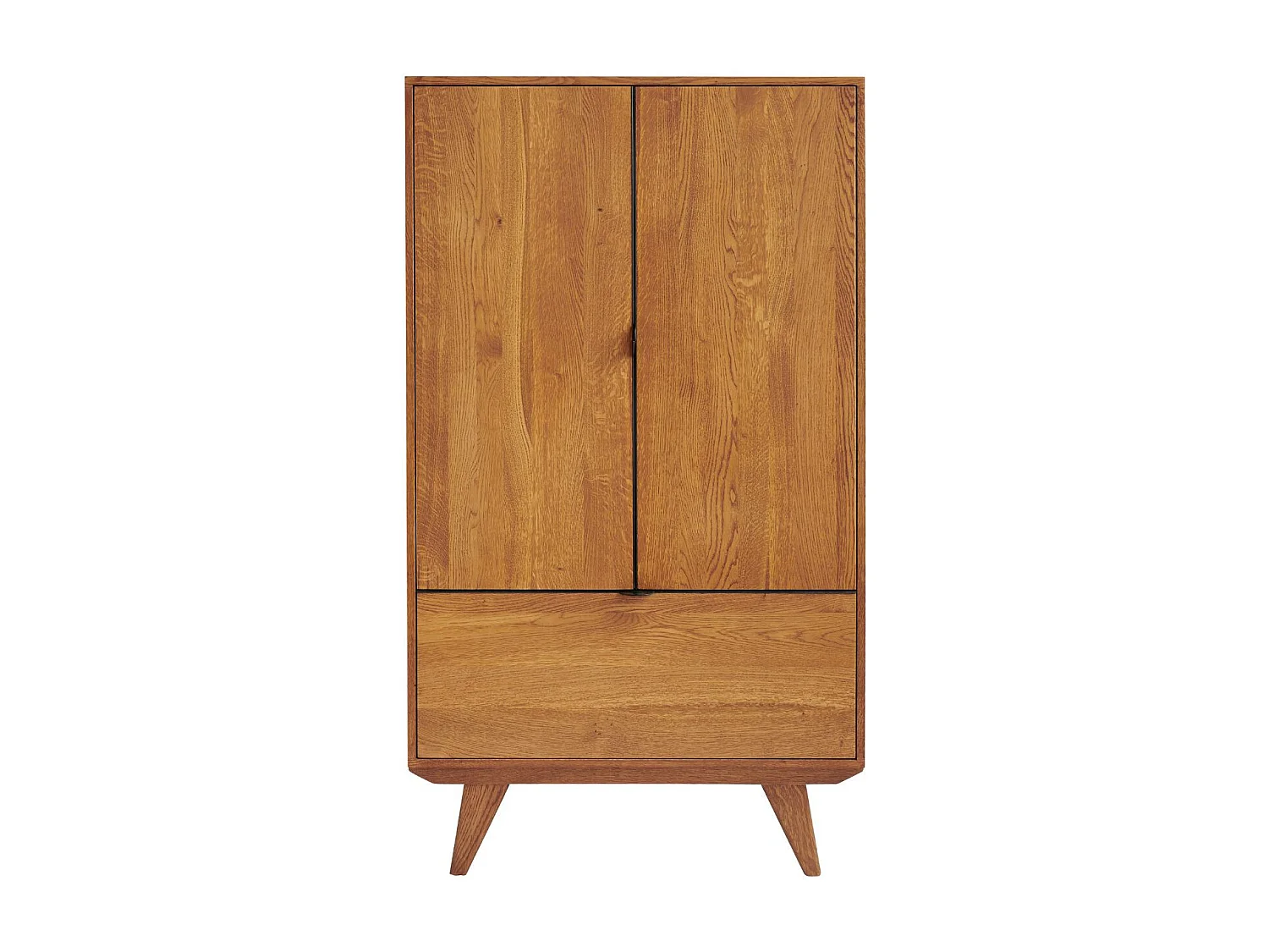 Buffet haut rétro en bois 2 portes 1 tiroir L80 H140 noir - MALLET