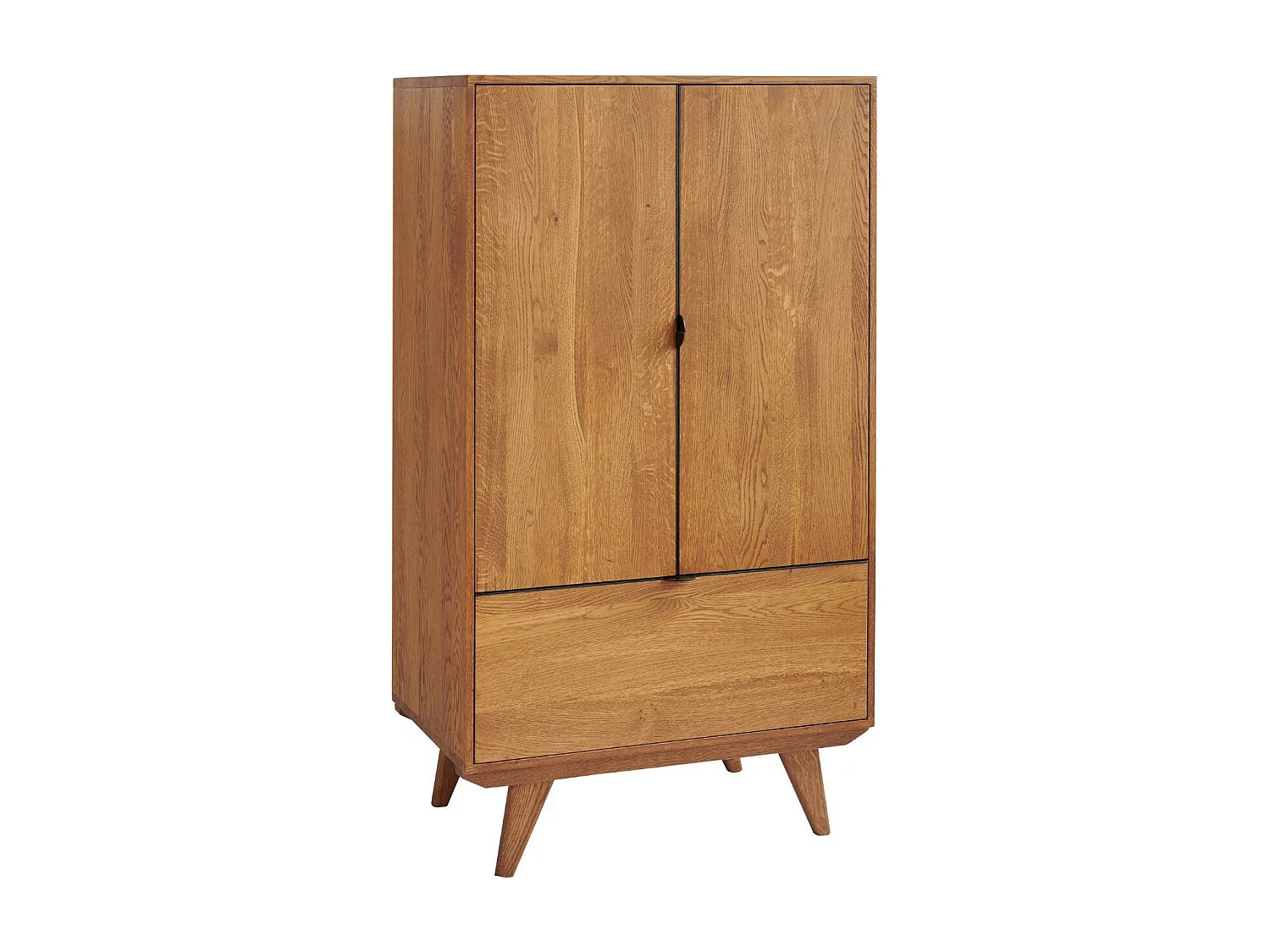 Buffet haut rétro en bois 2 portes 1 tiroir L80 H140 noir - MALLET
