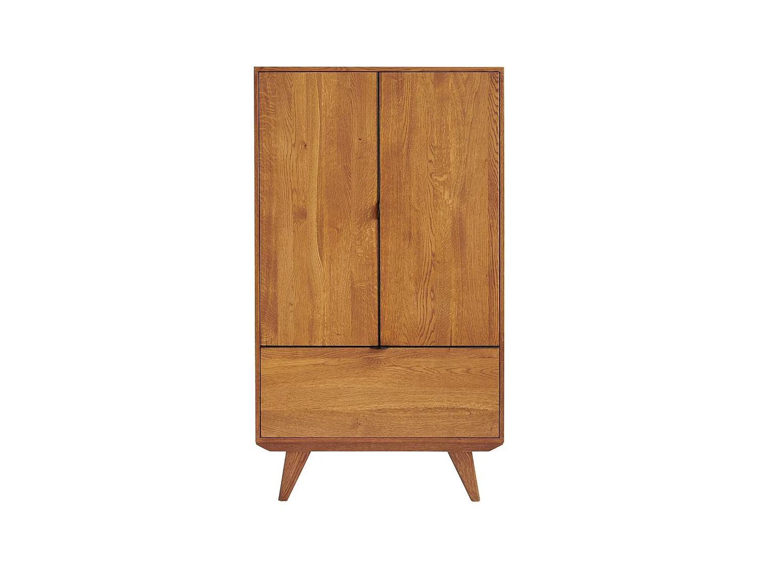 Buffet haut rétro en bois 2 portes 1 tiroir L80 H140 noir - MALLET