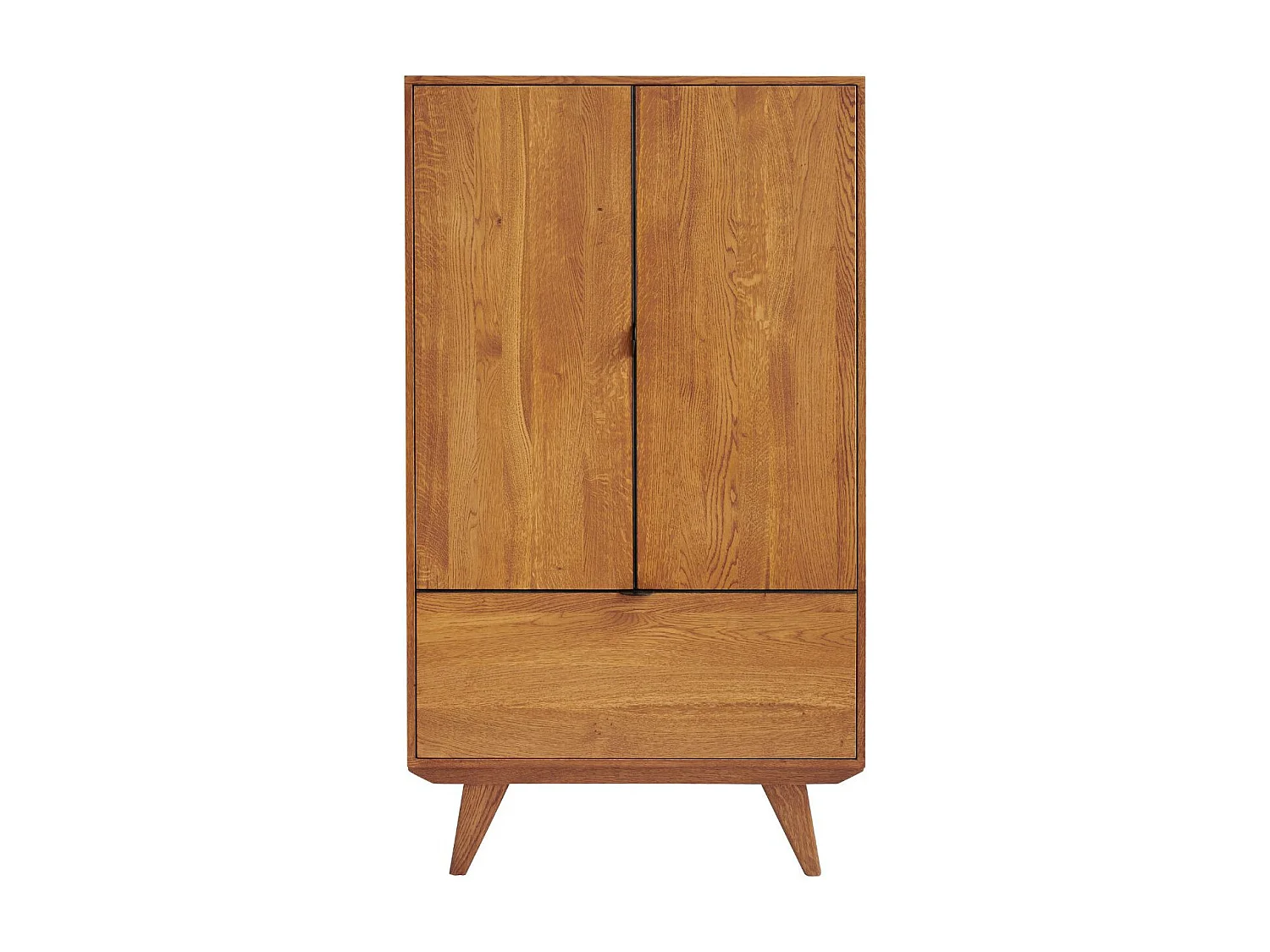Buffet haut rétro en bois 2 portes 1 tiroir L80 H140 noir - MALLET