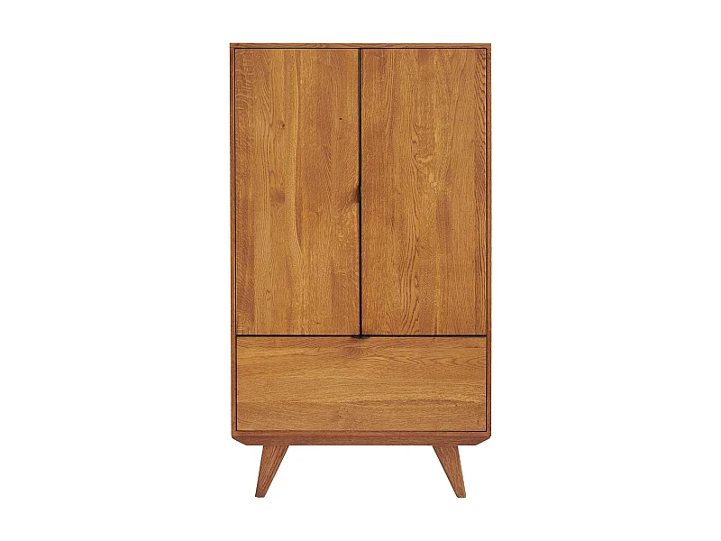Buffet haut rétro en bois 2 portes 1 tiroir L80 H140 noir - MALLET