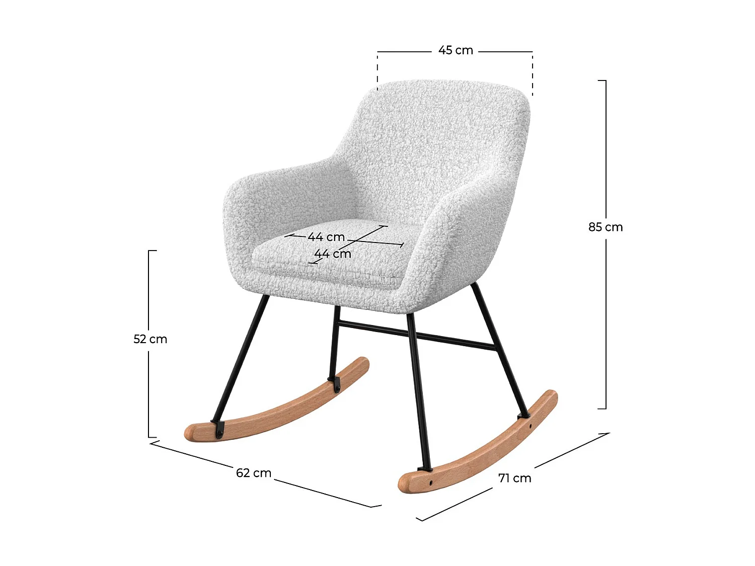 Rocking-chair en tissu bouclé blanc - Isola