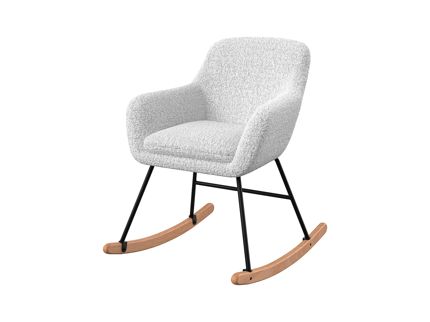 Rocking-chair en tissu bouclé blanc - Isola