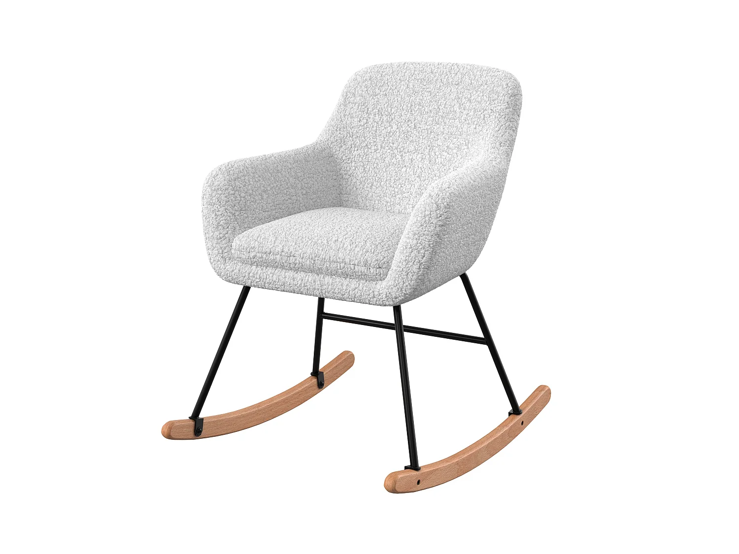 Rocking-chair en tissu bouclé blanc - Isola