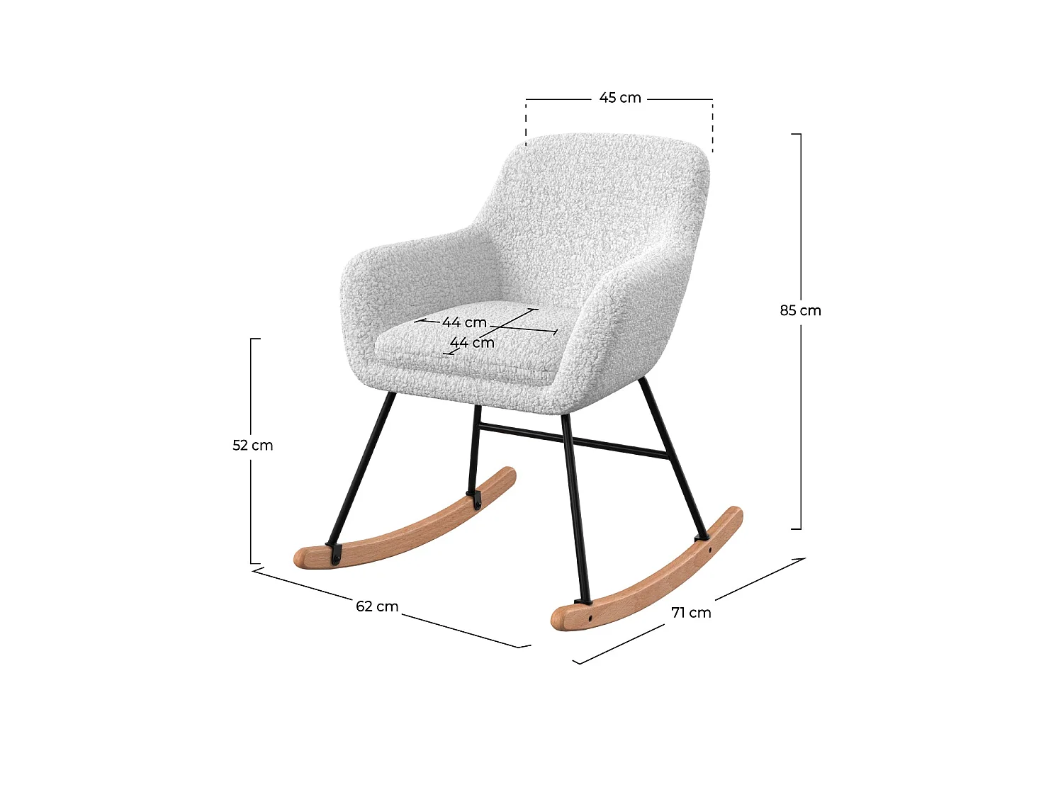 Rocking-chair en tissu bouclé blanc - Isola