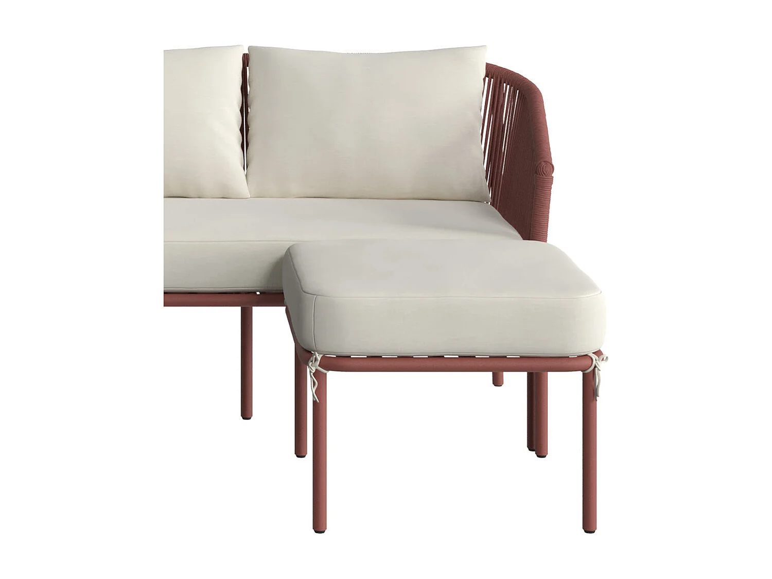 Sofá de jardín de 3 plazas en terracota y blanco roto - Pia