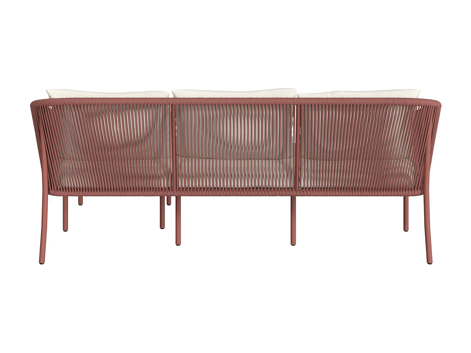 Sofá de jardín de 3 plazas en terracota y blanco roto - Pia