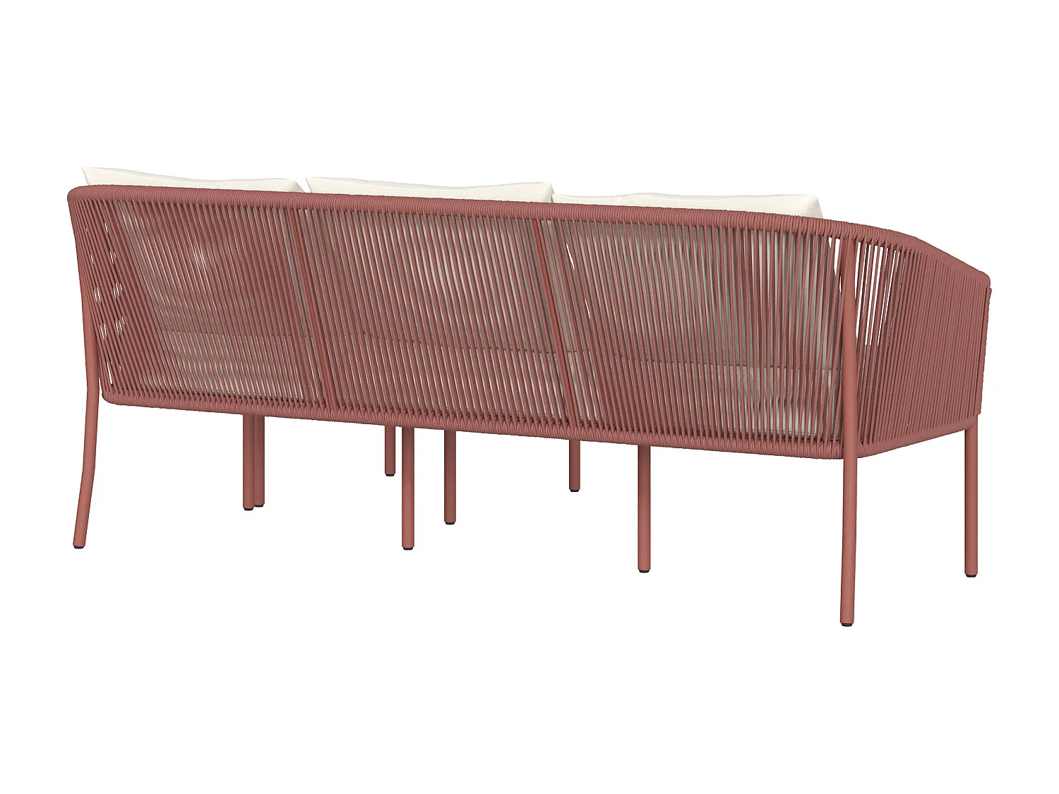 Canapé d'angle de jardin 3 places terracotta et blanc cassé - Pia