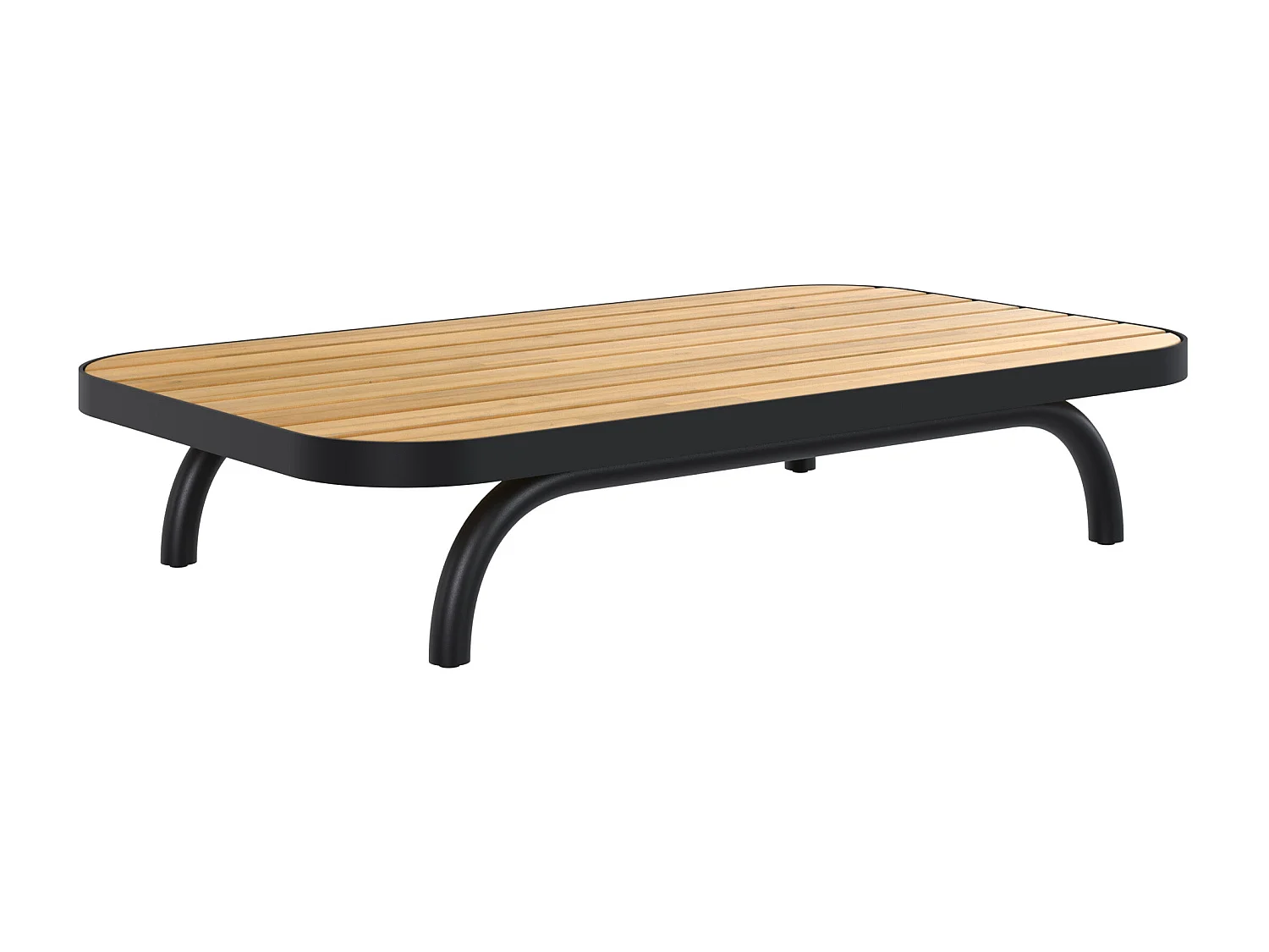 Table basse de jardin en bois d'acacia et pieds en métal noir - Samba