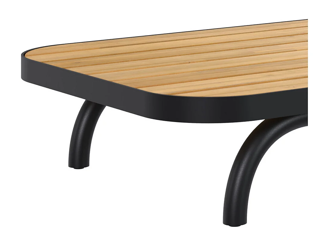 Table basse de jardin en bois d'acacia et pieds en métal noir - Samba